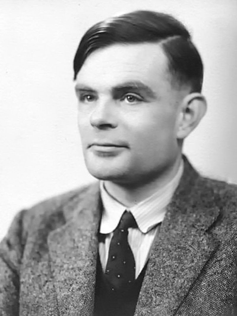 Black-and-white portrait of Alan Turing, 1951